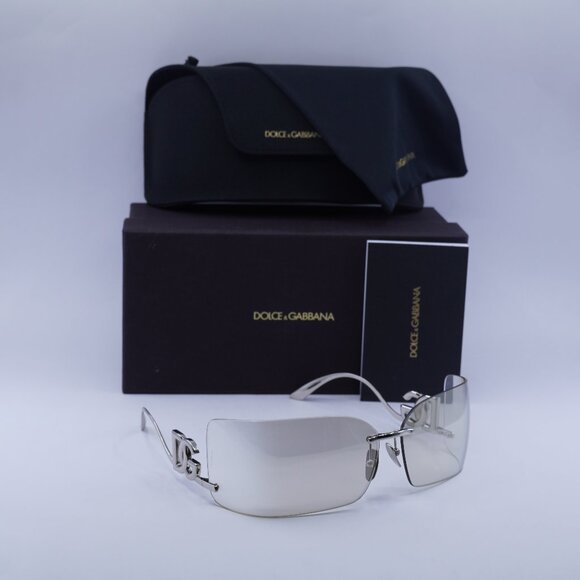 Dolce & Gabbana DG2319 05/6G Rectangle Sunglasses - Silver/Ivory Mirror - Picture 1 of 10